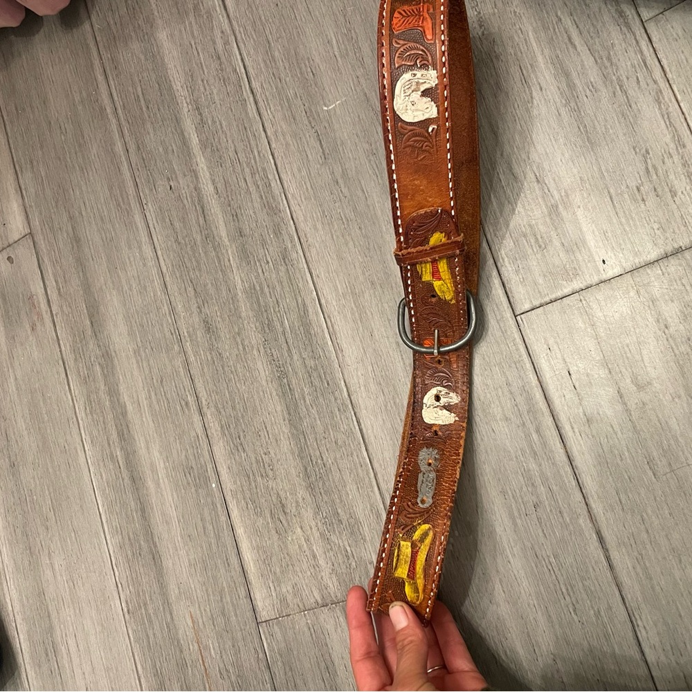 Brown Leather Western Belt - Picture 5 of 8